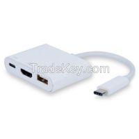 USB 3.1 Type C to USB 3.0 +HDMI with Type C Charging port Adapter