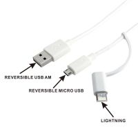 USB AM to Micro B with Lightning Reversible Cable