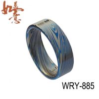 Sell 8mm Blue Damascus style Tungsten Wedding Rings