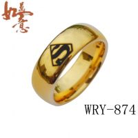 Sell 8mm Superman Tungsten Rings gold plated and black laser engraving WRY-874