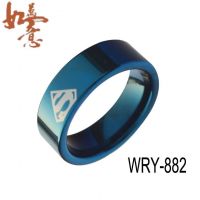 Sell 8mm Superman Tungsten Rings blue plated and black laser engraving WRY-882