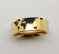 Sell 8mm Gold Tungsten Wedding Rings with World Map Laser Engraving