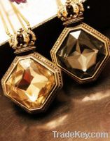 cube diamond crystal drop pendants gold jewelry necklace