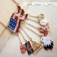 USA flag alloy metal fashion jewelry necklace wholesaler