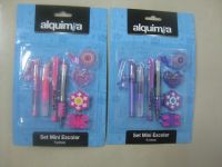 stationery set-mini eraser, mini ball pen, mini tape, plastic clip