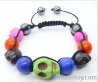 Sell  candy color  shamballa skull bead bracelets