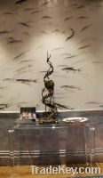 Sell Hand painted fish wallpaper silk wall coverings murals