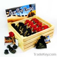 Spa hot rock w/wooden display