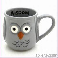 Sell 3D Ceramic Owl Mug, 100% Hand-painted Craft