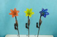 solar glass flower stake, solar garden stake, garden stake