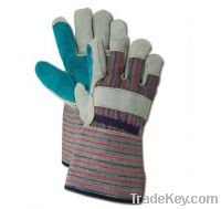 Sell Reinforced Blue Leather Palm Double Leather Glove