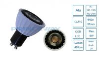 GU10 COB LED spotlight bulb, 6W COB LED spotlight, 24 degree beam angle spotlight bulb, slb-015-gu10c24