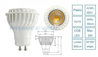 hot sale GU10 COB LED spotlight bulb 5W 500Lm with lens, SLB-002-GU10C