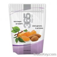 Dried apricots and almonds in doypack