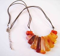 Original Colored Natural Agate Necklace with Extendable Chain