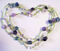 Long Style Rainbow Flourite Necklace