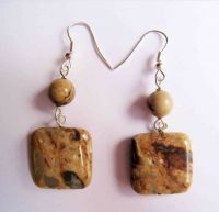 Square Flower Agate Drop Earrings