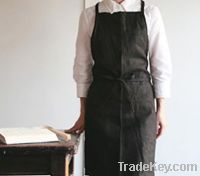 sell pure linen black full apron