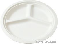 disposable pulp tableware--10inch plate with 3 food space