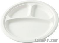 disposable pulp tablewares--9inch paper plate with 3 food space