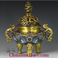 Sell Chinese China Cloisonne Copper Bronze Enamel Censer T3
