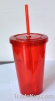 Sell double wall cup with straw