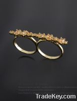 Sell champagne gold zircon fashion two finger rings
