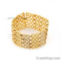 Sell high quality 14k gold plated large fashion bracelet with crystal