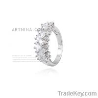 Sell fashion diamante white gold plated ring jewellery
