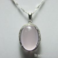 Sell :fashion sterling silver rose quartz pendant necklace