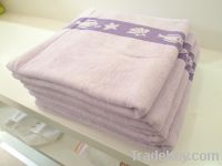 Sell high sweat absorption wood fiber satin file jacquard bath towel