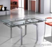 Stretched Glass Dining Table with Steel Frame by Chrome