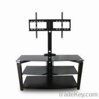 TV Stand Made of MetalTempered Glass and Wood with Swiveling Brack
