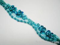 Sell Blue Sequins Beaded Trim Width 2.2cm (BTEMG113)