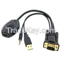 Sell USB Power VGA Audio To HDMI Adapter Portable Conversion Cable for Notebook DVD