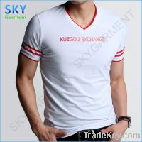 Sell V Neck Short Sleeve Contrast Cotton T-shirt For Men