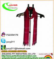 ROSE RED LATTICE JACQUARD SCARF, china polyester scarf, fashion scarf, lady scarf