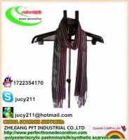 COFFEE COLOR VERTICAL LINES OF NEUTRAL SCARF, china polyester scarf, fashion scarf, neutral scarf