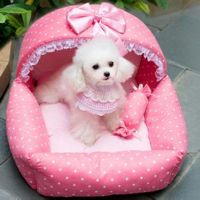 pink princess dog PET Bed with candy Pillow