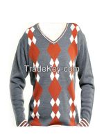 new fashion intarsia knit man cashmere pullover