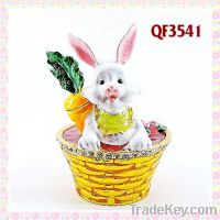 Sell rabbit shaped metal trinket box/rabbit shaped metal craft(QF3541)