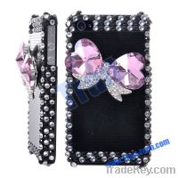 Sell Stylish Pink Bowknot Pattern Bling Diamond Case for iPhone