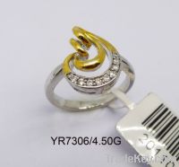 China manufactory sell 925 sterling silver lady ring with gold plating