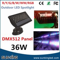 Fashionable outdoor DC24V 36W led rgb flood light with DMX512 button