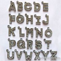 Sell 15mm Rhinestone Alloy Initial Letter Pendant