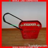 wheeled single handle plastic basket