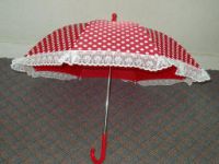 15" x 8 ribs safety hand open children umbrella, with lace trim