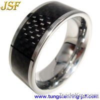 Sell 10mm new design blakc carbon fiber tungsten wedding ring