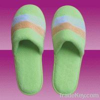 indoor colorful striped coral velour slipper