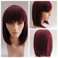 Cheap Short Burgundy Red Short Heat Resistant Synthetic Hair Wig Wigs